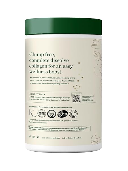 GREAT LAKES WELLNESS COLLAGEN PEPTIDES POWDER FOR SKIN, HAIR, NAILS, JOINTS & DIGESTION – UNFLAVORED – QUICK DISSOLVE HYDROLYZED, NON-GMO, KETO, KOSHER – 16OZ