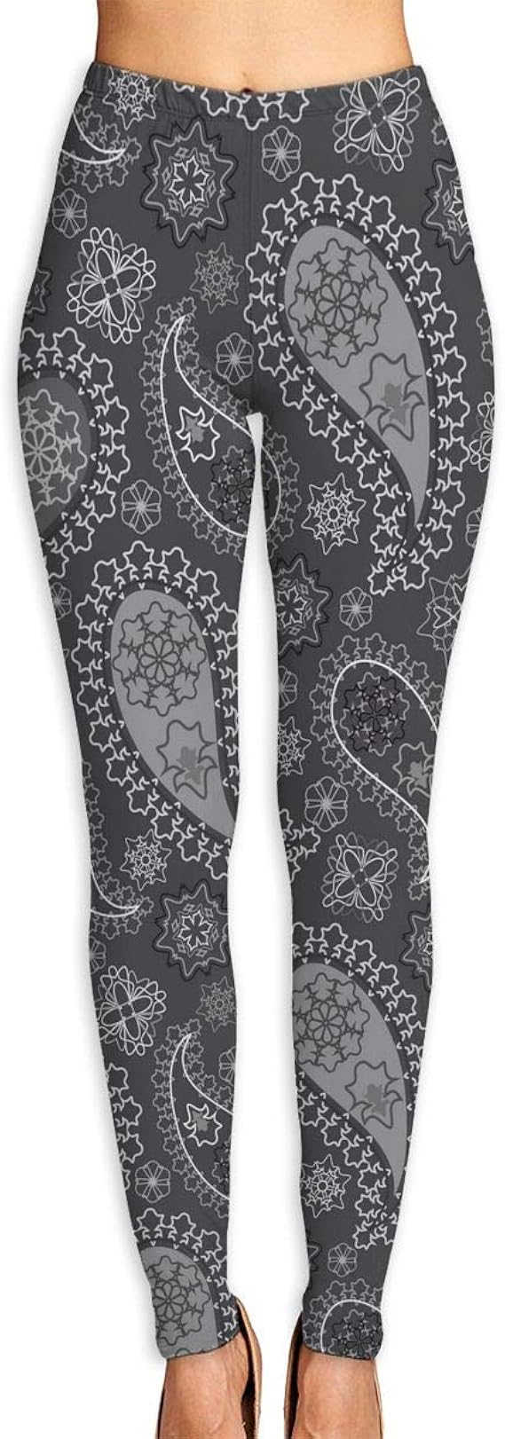 Amazon カスタムペイズリーグレー女性タイトなズボン伸縮性のあるカプリレギンススキニーパンツヨガランニングピラティスジム レギンス スパッツ 通販