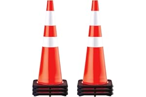 VEVOR Traffic Cones, Safety Cones, PVC Orange Traffic Safety Cone, with Reflective Collar for Road Parking Training Cones (36