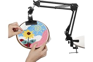ZUAOOZ Adjustable Cross Stitch Stand with Embroidery Hoop Holders, Metal Lap Embroidery Stand for Hand Stitching, Ideal for Cross Stitch Supplies and Embroidery Frames(Black)