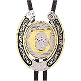 HUABOLA CALYN Bolo Tie for Men- Golden Initial Letter ABCDMJR to Z Western Cowboy Bolo Tie for Women