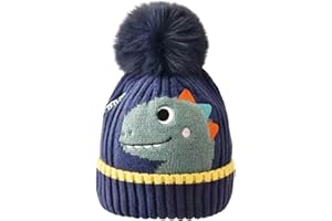 Winter Beanie Hat for Boys Knit Kids Pompom Beanie Fleece Lining Hats for Infant Toddler Boys