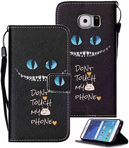 Galaxy S6 Case, S6 Case, Galaxy S6 Wallet Case, Etubby [Wallet Stand] PU Leather Wallet Flip Protective Case with Card Slots and Wrist Strap for Samsung Galaxy S6 (2015) - Cheshire Cat