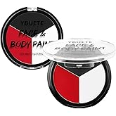 YBUETE Black Red White Oil-Based Body Paint Palette, Waterproof Full Coverage SFX Makeup for Adult Halloween Cosplay Clown & Vampire Looks, Non-Toxic Face Paint for Theater Performance Costume Party