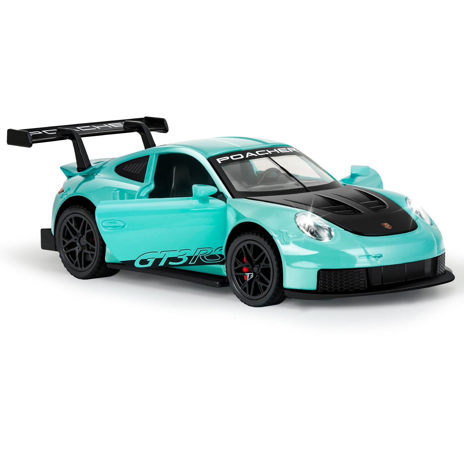 MODVKVK 911 GT3RS 1:32 Model, Toy Cars Made of Die-Cast Metal, Children's toy With Sound and Light with Pull Back Function for Children From 3 Years and Car Collectors (Green)