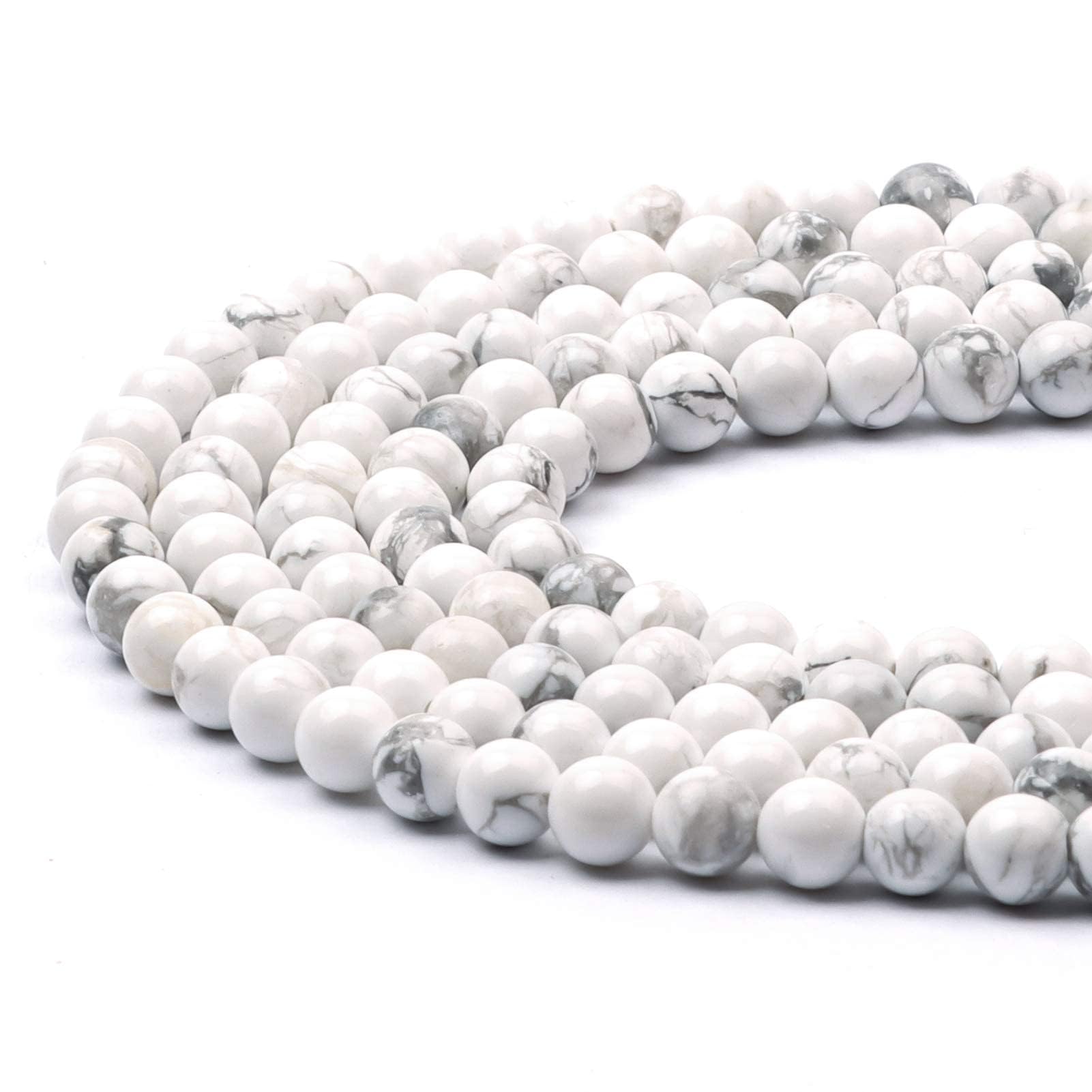 6mm Round Natural White Turquoise Gemstone Beads, 60-65pcs Loose Smooth Healing Power Stone Beads for Bracelet Necklace Jewellery Making and DIY Crafts, 1 Strand 15.5" — image 1