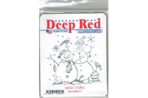 Tampon étirable rouge profond 7,6 x 7,6 cm - Couple de neige