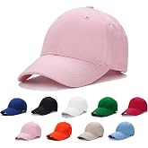 Edoneery Kids Baseball Hat, Adjustable Cotton Cap | Solid color, 100% cotton cap for boys and girls, ideal for school, sports, outdoor play, travel, camping and everyday wear