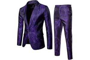 Cloudstyle Mens 2 Piece Paisley Dress Suit One Button Party Wedding Blazer Pants Sets