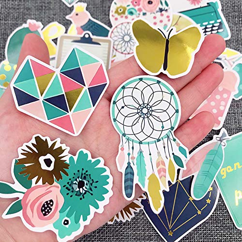 Scrapbook Stickers,33pcs Cardstock Stickers Spring Stickers Floral Stickers Decorative Masking Stickers for Personalize Laptop Scrapbook Daily Planner and Craft - Thumbnail 2