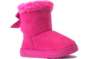 REDVOLUTION Kids Boots Toddler Girls Cute Butterfly Bow | PomPom PU leather Boot (Toddler/Small Kid)