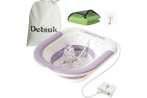 DETSUK Foldable Electric Sitz Bath Kit with Automatic Flushing for Hemorrhoid Relief and Postpartum Care | Portable Hip Bath Basin for Perineal Soaking, Pain Relief, and Bidet Functionality, Easy to Use