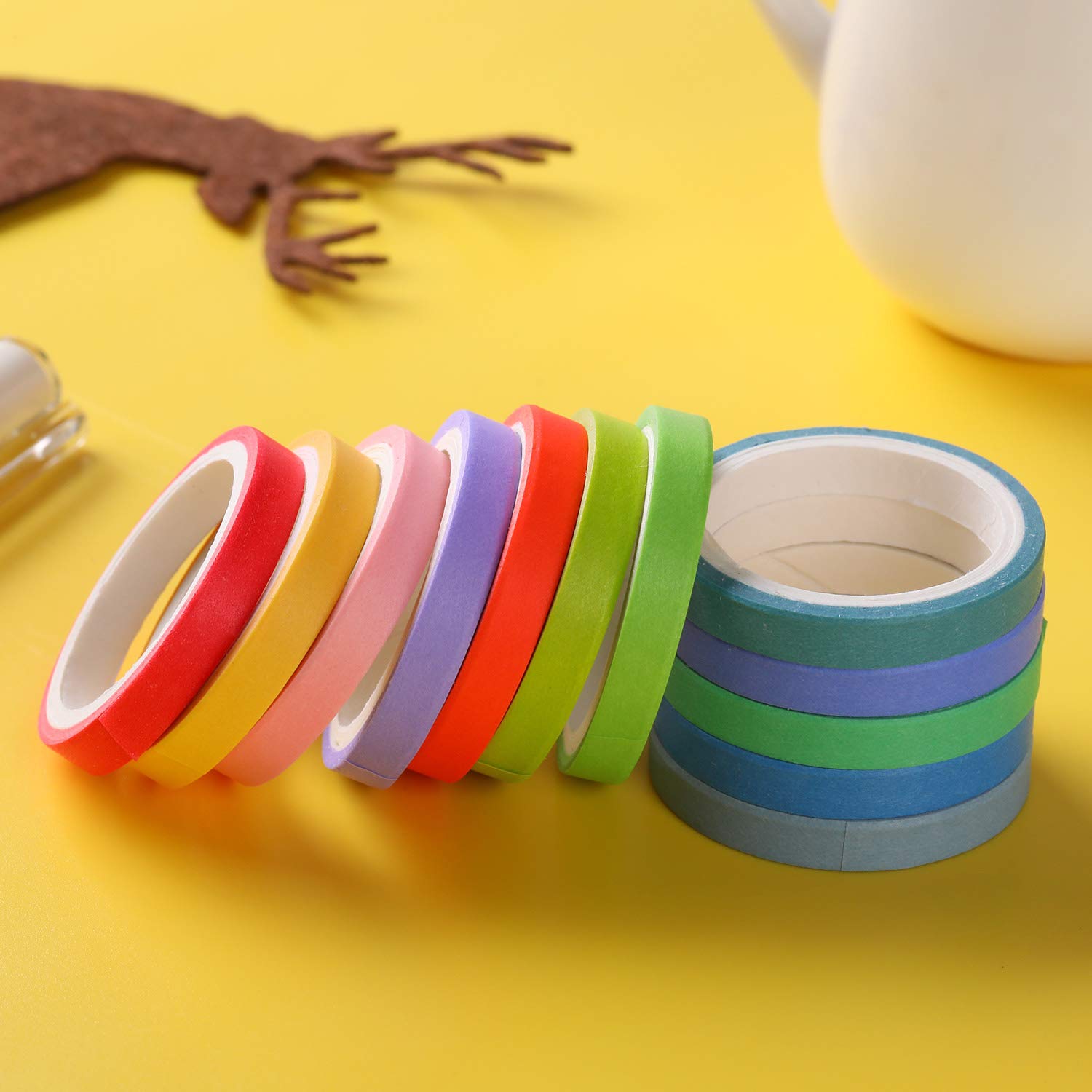 Washi Masking Tape Set 60 Rolls 5mm (0.2 inch) Wide Decorative Craft Tape Collection for Scrapbook DIY Crafts Gift Wrapping Planners