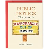 YiKaLus Funny Get Well Soon Card,Humorous Speedy Surgery Recovery Gift | Get Well Gifts for Friends Coworker Family,Cute Wooden Sign Get Well Card With Funny Out Of Service Pun,Envelope 8x5.3 Inch