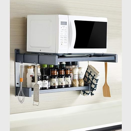 Aluminum Wall Mounted Microwave Oven Rack Double Layer Kitchen