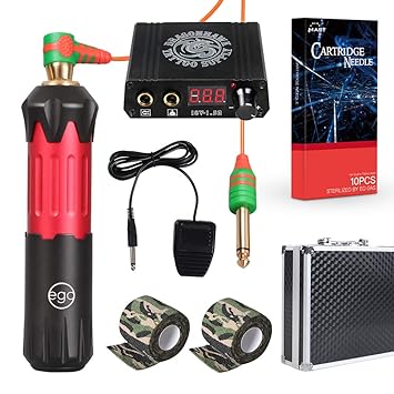 Dragonhawk Tattoo Kit EGO Switch Tattoo Pen Rotary TattooMaschine Power Supply Tattoo Needles Box
