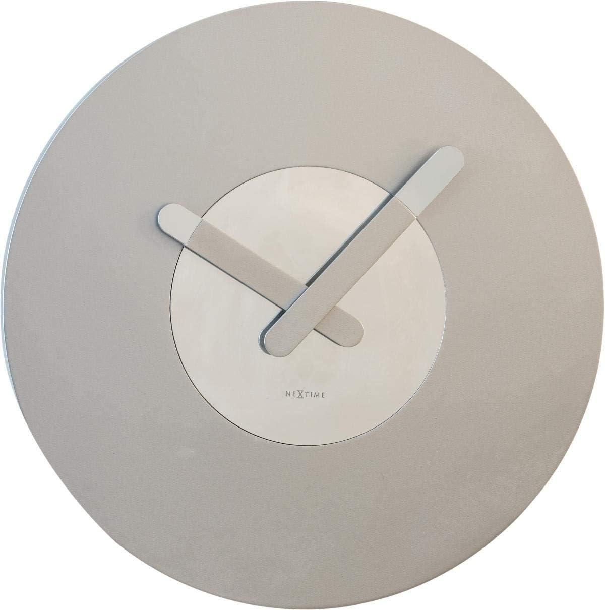 NeXtime wall clock "IN TOUCH", very silent, round, made of wood, silver, ø 39,5 cm