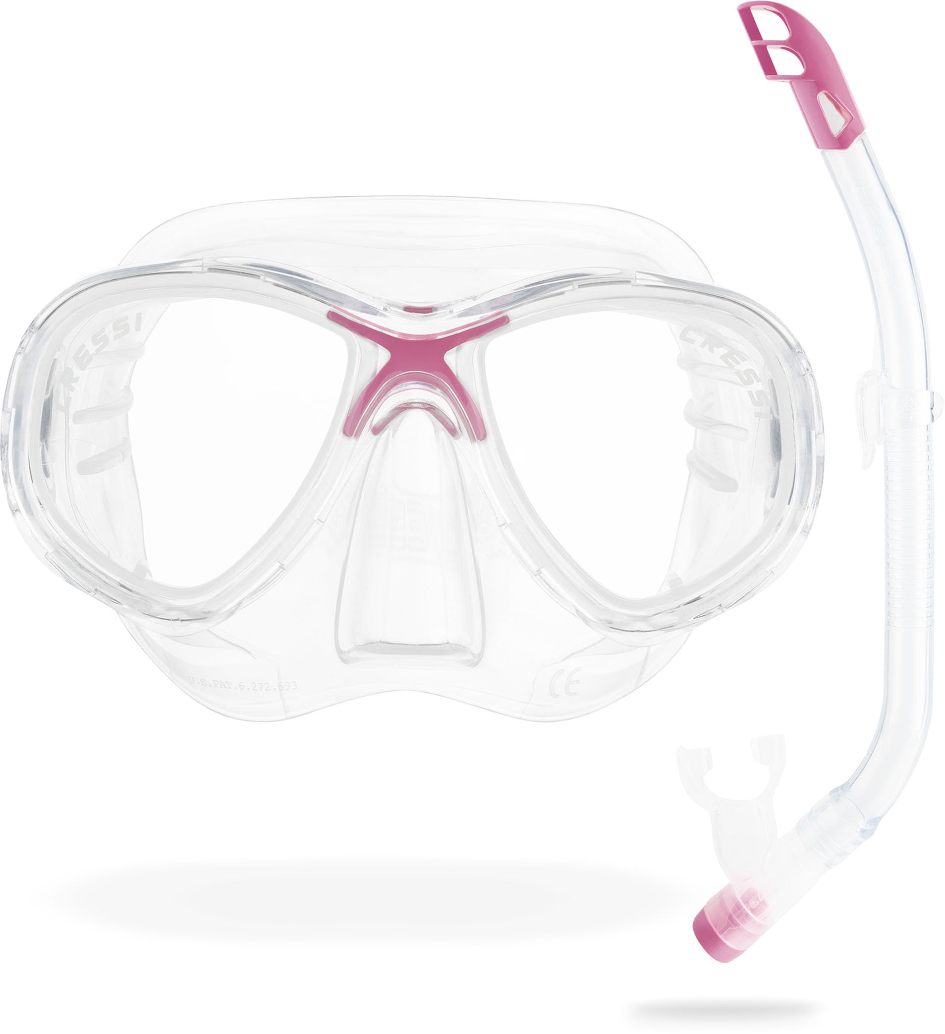 Cressi Kids Marea Vip Jr Italian Made Snorkel Set - Transparent/Pink