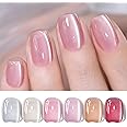 BORN PRETTY Magnetic Gel Nail Polish Water Light Cat Magnetic Eye Gel Jelly Pink Glass Crystal Magnetic Gel Polish Glitter Shimmer Auroras Magnetic Gel Nail Polish LED Gel Nail Art Manicure Kit 6PCS