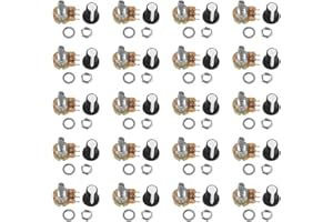 Aokin 20PCS B10K 10K Rotary Taper Potentiometer with Black Knob(WH148) Audio Kit, Variable Resistors Single Turn Potentiometer