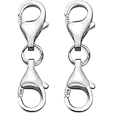 925 Sterling Silver Necklace Extenders for Women, Double End Lobster Claw Clasp, 9mm Lobster Clasp and Closures for Making Jewelry Chain, Necklace & Bracelet Clips (Silver)