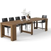 Transformer Console Table Extendable Dining Table for 2-4-6-8-10-12 People,Folding Expandable Dining Room Table,Modern Farmhouse Kitchen Table,Wood Foldable Space Saving Table for Home Kitchen Office