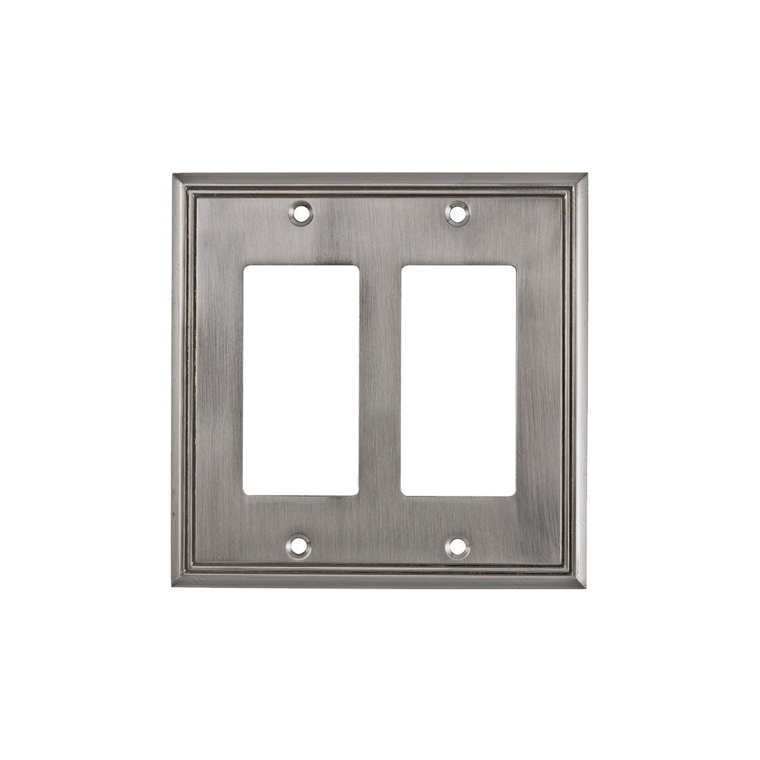 Wall Plates Home Kitchen Rokswpdc Rok Hardware Wall Plate Contemporary Decorative Rocker Gfci Switch Plate Brushed Nickel 4 Gang