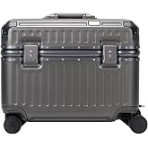 PORTAR Aluminum EdgeFrame&trade; Pilot Carry-On Luggage, Top-Access Polycarbonate Shell with Aluminum EdgeFrame&trade;, 360&deg; Spinner Wheels, Dark Gull Gray