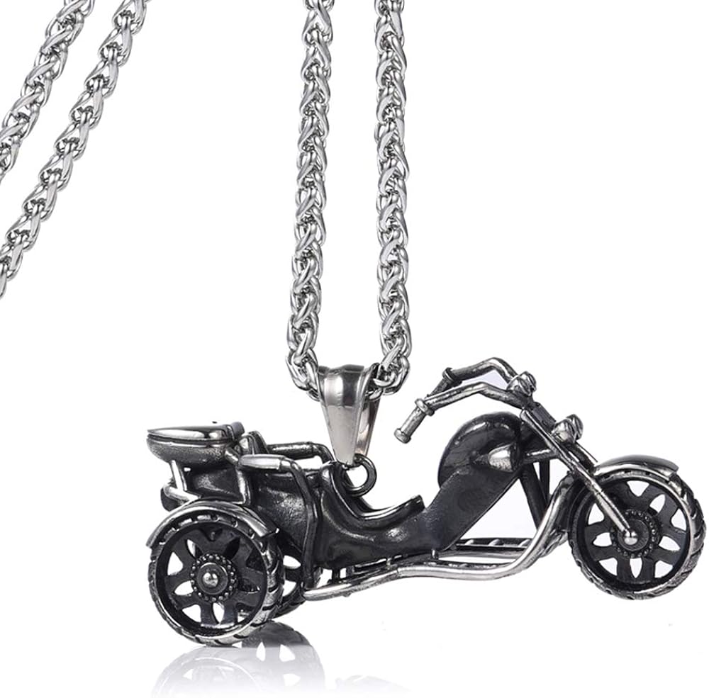 Buy Men's Stainless Steel Vintage Big Motorcycle Biker Pendant Necklace
