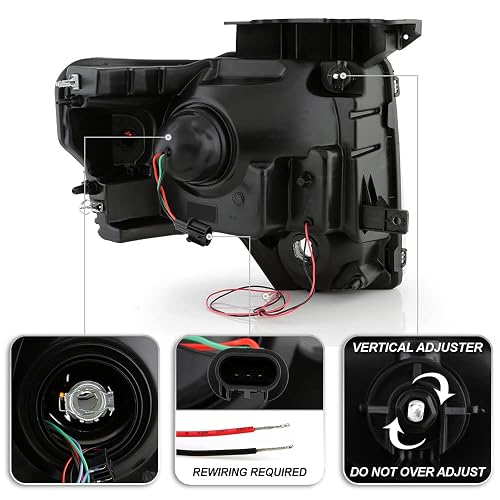LED Headlight Assembly for Ford F150 2009 2010 2011 2012 2013 2014, Orignal Halogen and Xenon Version, Headlamp with Sequential Turn Signal, Clear Lens