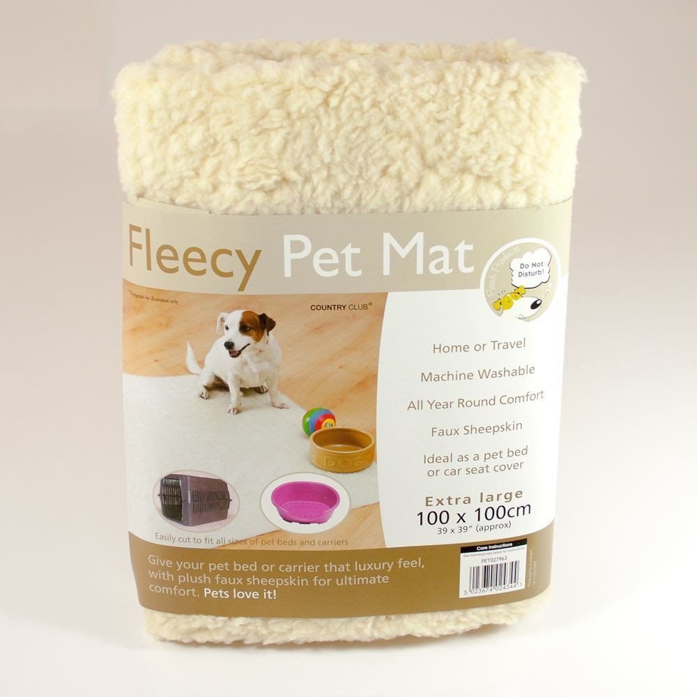Fleecy Pet Mat Dog Puppy Cat Faux Sheepskin Extra Large 100x100 Cut To