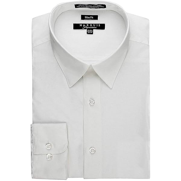 MARQUIS Men's Slim Fit Dress Shirt - Royal Blue, 15.5 Neck 34-35 Sleeve, Wrinkle Resistant