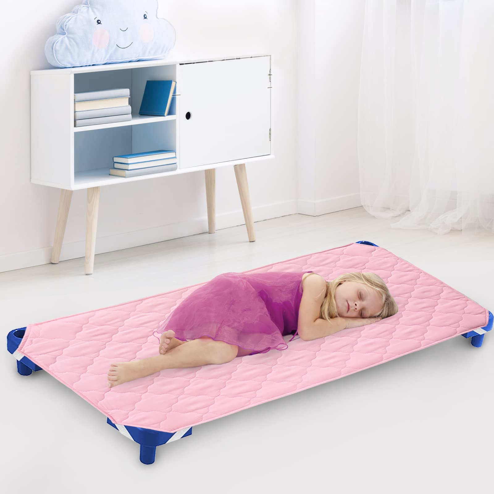 Photo 1 of Cot Sheet for Standard Size Daycare/Pre-School Cot Kids Nap Mat Sheet 23" x 51", Children’s Naptime Cot Sheet, Breathable Nap Mat for Boys and Girls, Pink