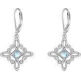 Witches Knot Earrings Sterling Silver Witch's Magical Knot Earrings Moonstone Pagan Jewelry Celtic Cross Jewelry for Women