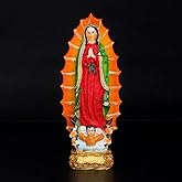 KOMI Virgen de Guadalupe Statue 5.5 Inch Resin Our Lady of Guadalupe Figurines Mexico Statues Coloured Blessed Virgin Mary Statue for Home Altar Decor Religious Catholic Gifts