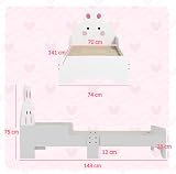 ZONEKIZ Rabbit-Themed Toddler Bed Frame for Kids 3-6 Years - White view 2