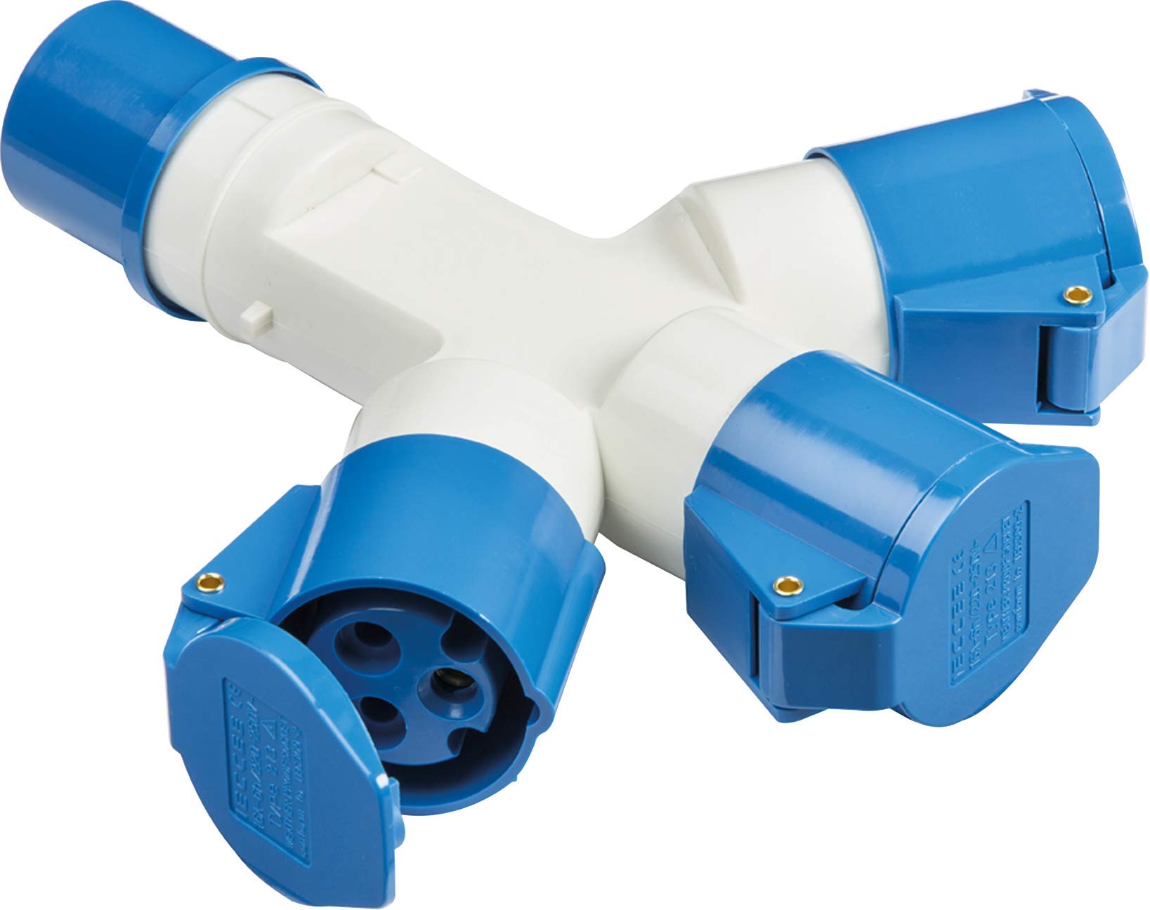 Knightsbridge IN0010 16 Amp 3 Way Splitter IP44 240V For Caravans Camping , Blue