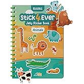 Stick4Ever Jelly Sticker Book - for Kids - Waterproof, Easy to Clean Reusable Sticker Book for Toddlers- Reusable Road Trip Activities for Kids - Stocking Stuffers for Toddlers (Animals)