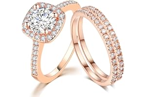 SDT Jewelry Three-in-One Bridal Wedding Engagement Anniversary Statement Eternity Ring Set