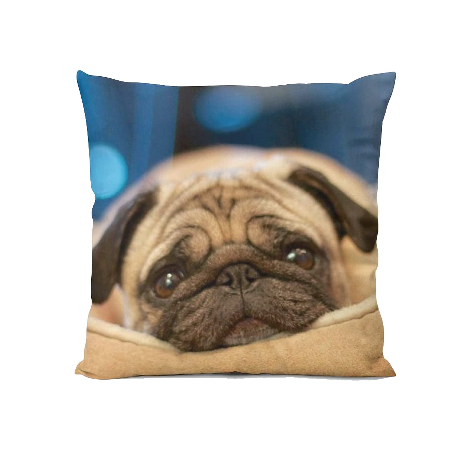 Sweet Cute Pug Dog Home Bedroom Cushion Pillow Covers Sofa Couch Decorative Square Throw Pillow Case 18x18 In