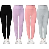 Boyiee 4 Pcs Girls Athletic Leggings Kids Running Yoga Pants Workout Active Dance Tights for Youth