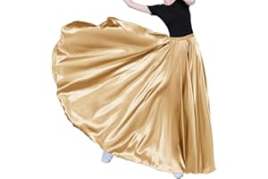 SANCAN Women Long Tulle Retro Maxi Tea Ankle Length Shiny Skirt for Belly Dancing Dance Costume Cosplay Holiday Weekend Party