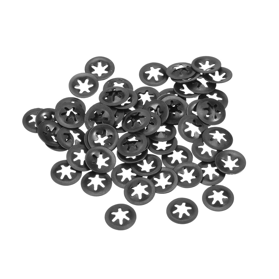 sourcing map M3 Washer 2.5mm I.D. 9mm O.D. Internal Tooth Lock Washers Push-On Locking Speed Clip 65Mn Black Oxide Finish 60pcs