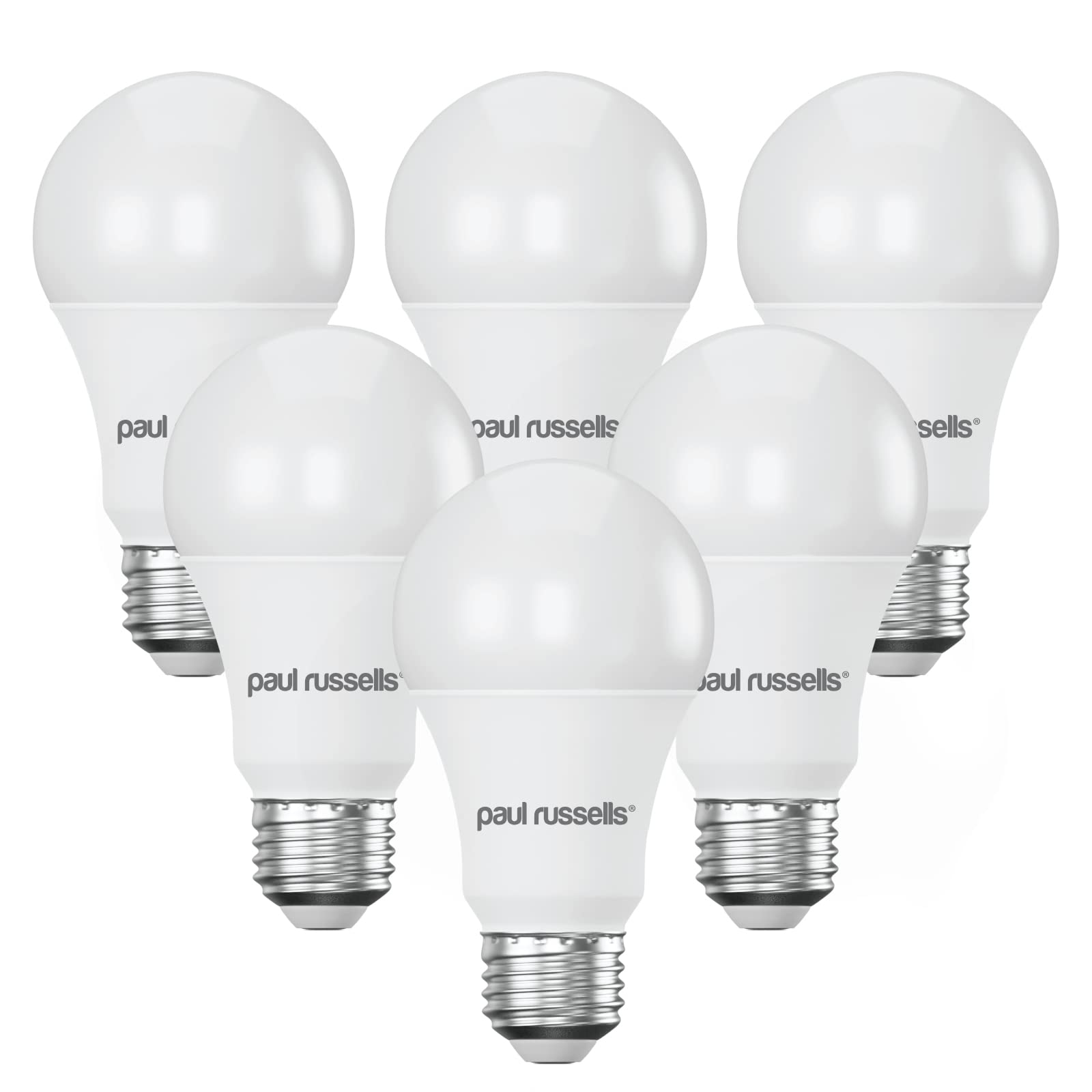 Paul russells LED GLS - Dimmable Edison Screw Light, 14W 1521 Lumens E27 A70 LED Bulbs, 100w Equivalent, 2700K Warm White, Dimmer Standard ES Energy Saving Ceiling Lightbulbs, Pack of 6