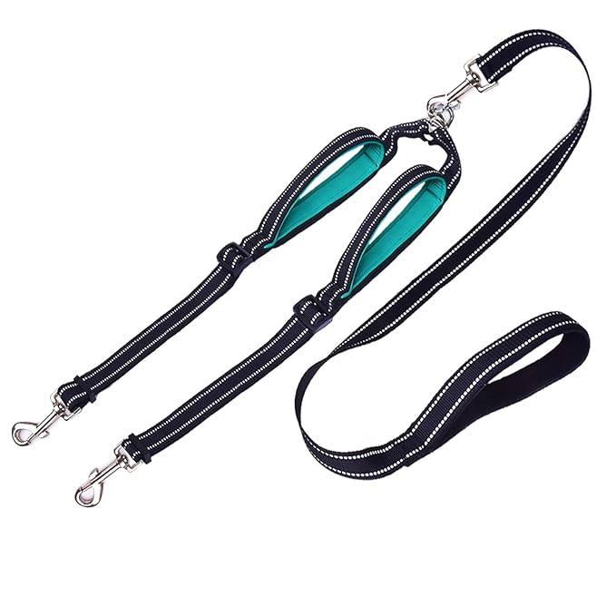 Doppelte Hundeleine, Doppelleine-Koppler-Splitter Kein Kabelsalat mit bequemen gepolsterten Griffen zum Trainieren und Gehen 