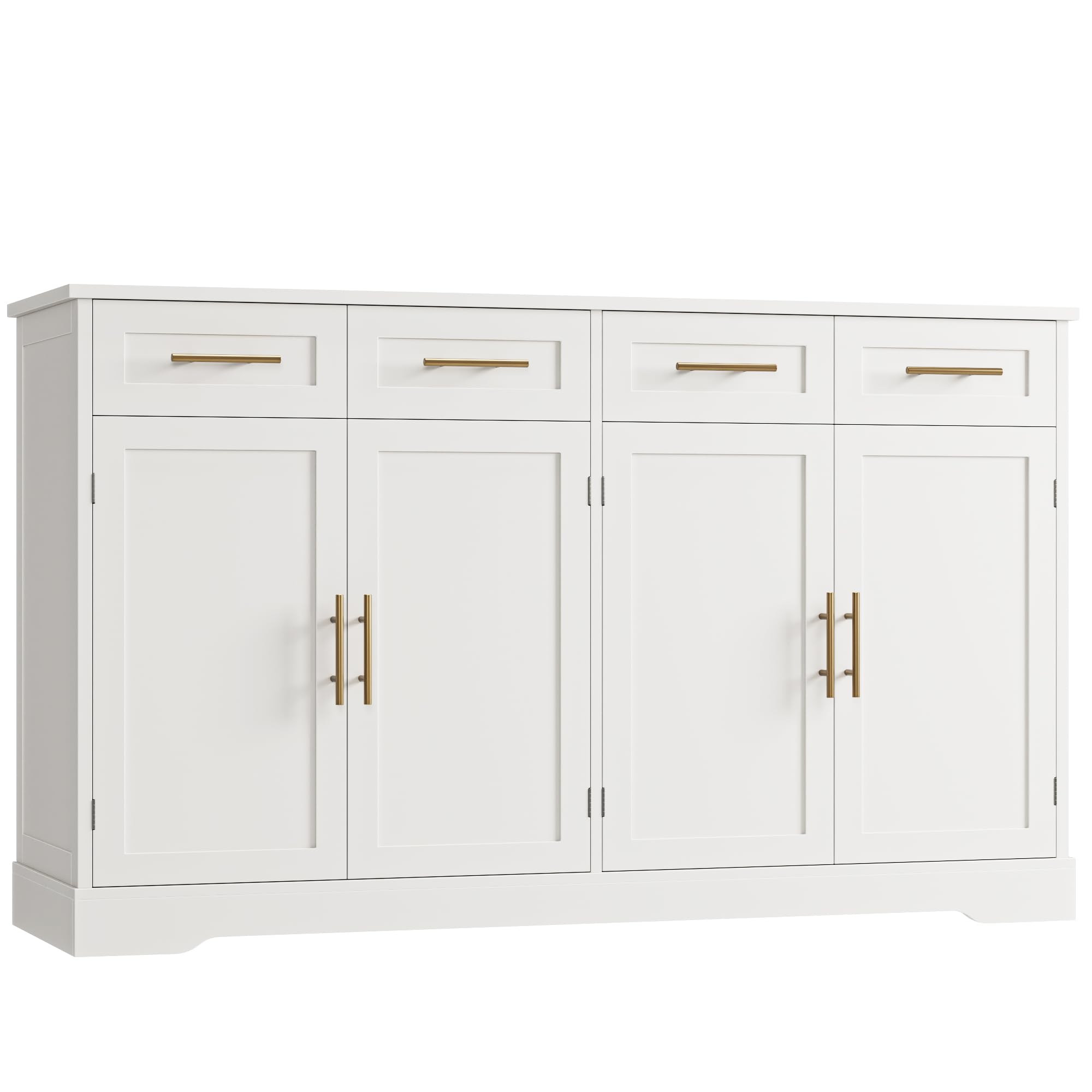 Photo 1 of **MISSING PARTS/PARTS ONLY**HOSTACK 60" Large Buffet Sideboard with Storage, 36" Tall Kitchen Buffet Storage Cabinet with 4 Drawers, Modern Coffee Bar Cabinet with Gold Handles, Long Sideboard Buffet Table for Kichen, White