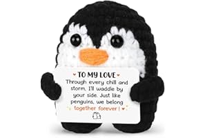 Tiny Detalles Mini Positive Crochet Penguin for Wedding, Birthday, for Couple, I Love You Forever Crocheted Animals, for Him Her, Husband Wife on Christmas Valentine's Day