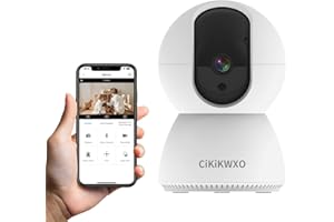 CiKiKWXO WiFi Camera Indoor,2K Home Security Camera,355° Pan/Tilt Pet Camera for Dog Cat,Compatible with Google Assistant & Alexa,Night Vision,2-Way Audio,Motion Detection,TF Card & Cloud Storage