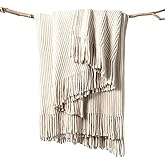 lifein Chenille Throw Blanket 60x80 - Soft Boho Knitted Blanket for Couch Cozy Farmhouse Decor Bed Throw, Lightweight All Season White/Cream Blanket, Decorative for Living Room Bedroom Spring Decor