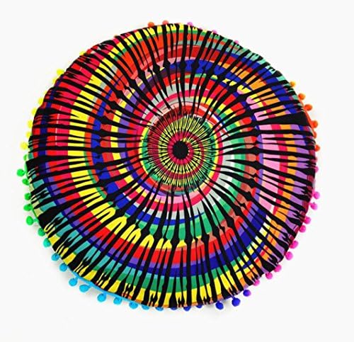 Indexp Multicolor Round Pillowcase Indian Bohemian Cushions Mandala Floor Pillows Cover(17.0x17.0") (Style M)